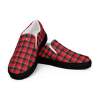 Men’s Slip-On Canvas Shoes Red Ribbon and Heavy Metal Plaid - Scottish Squares