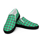 Men’s Slip-On Canvas Shoes Spring Green and Finlandia Plaid - Scottish Squares