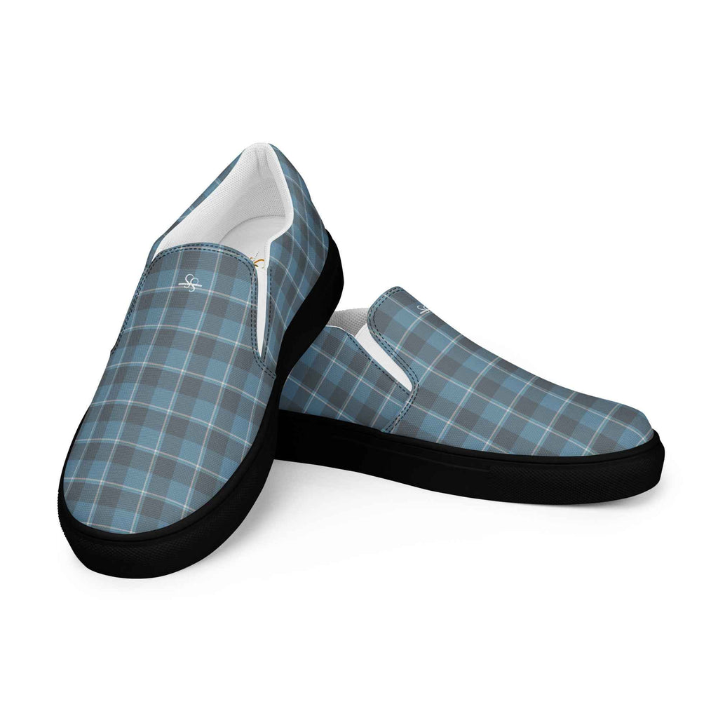 Men’s Slip-On Canvas Shoes Hoki and Shuttle Gray Plaid - Scottish Squares