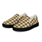 Men’s Slip-On Canvas Shoes Flax and Livid Brown Plaid - Scottish Squares