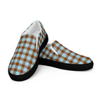 Men’s Slip-On Canvas Shoes Blizzard Blue and Livid Brown Plaid - Scottish Squares