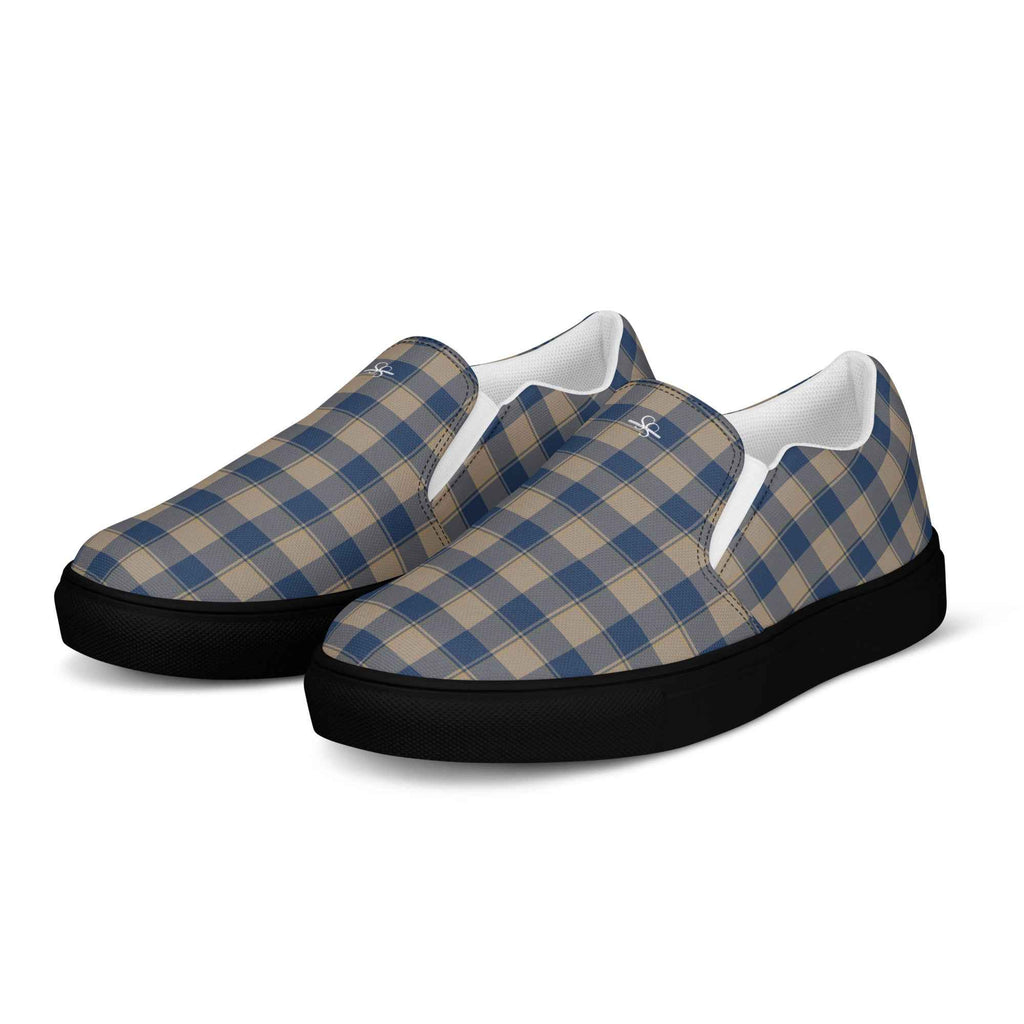 Men’s Slip-On Canvas Shoes Cello and Donkey Brown Plaid - Scottish Squares