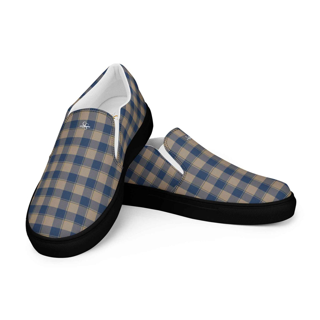 Men’s Slip-On Canvas Shoes Cello and Donkey Brown Plaid - Scottish Squares