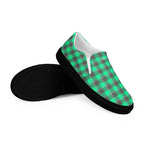 Men’s Slip-On Canvas Shoes Spring Green and Finlandia Plaid - Scottish Squares