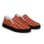 Men’s Slip-On Canvas Shoes Tahiti Gold and Rose Bud Cherry Plaid - Scottish Squares