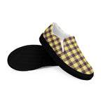 Men’s Slip-On Canvas Shoes Flax and Livid Brown Plaid - Scottish Squares