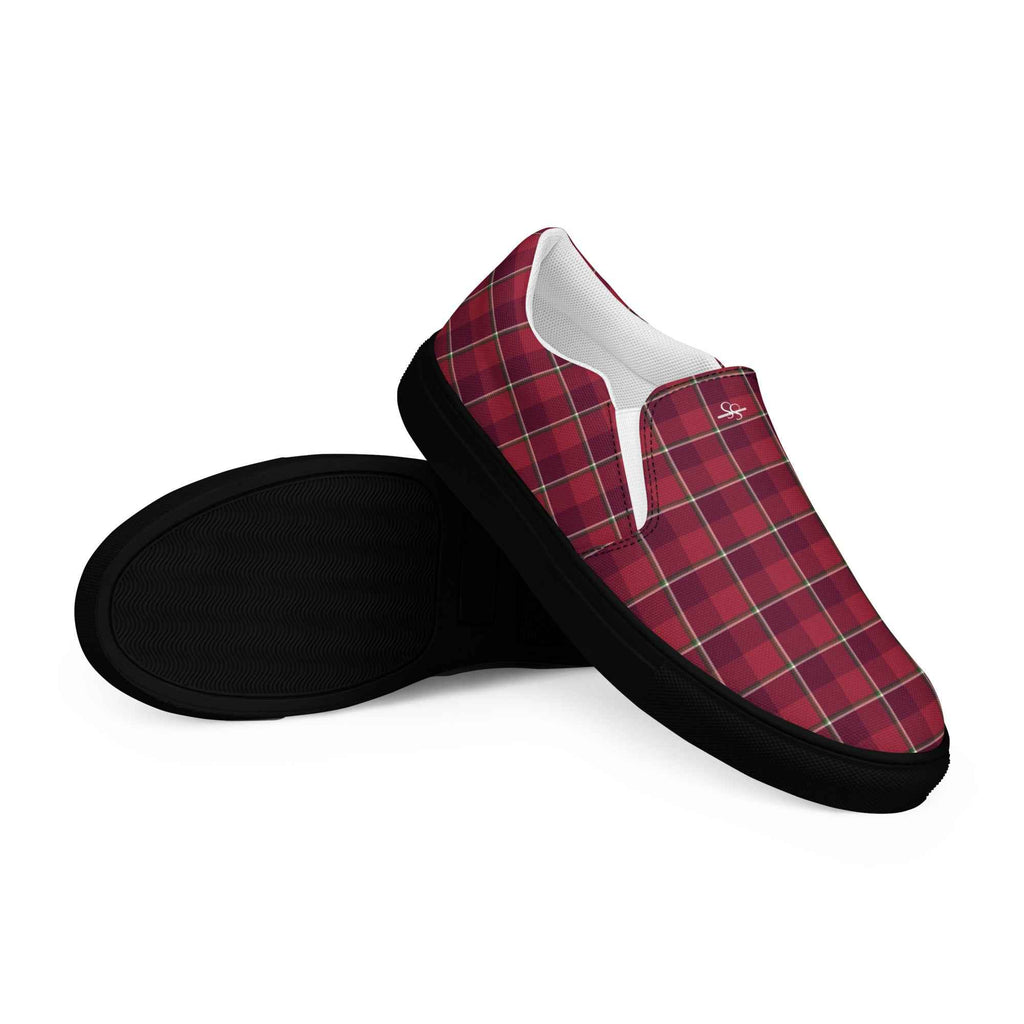 Men’s Slip-On Canvas Shoes Old Brick and Cab Sav Plaid - Scottish Squares