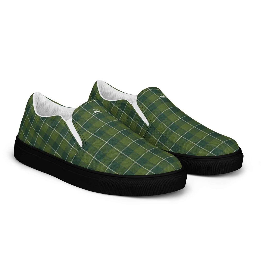 Men’s Slip-On Canvas Shoes Woodland and Evergreen Plaid - Scottish Squares