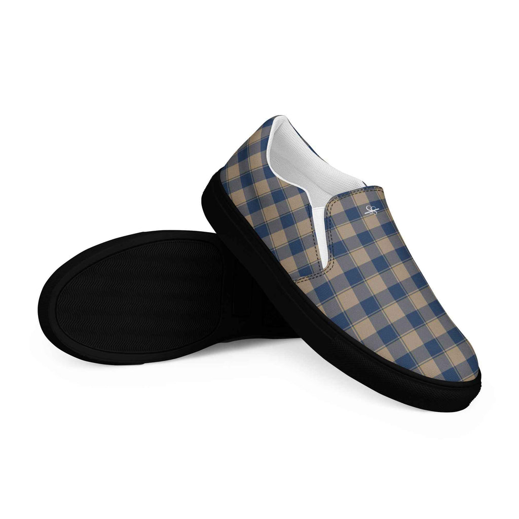 Men’s Slip-On Canvas Shoes Cello and Donkey Brown Plaid - Scottish Squares