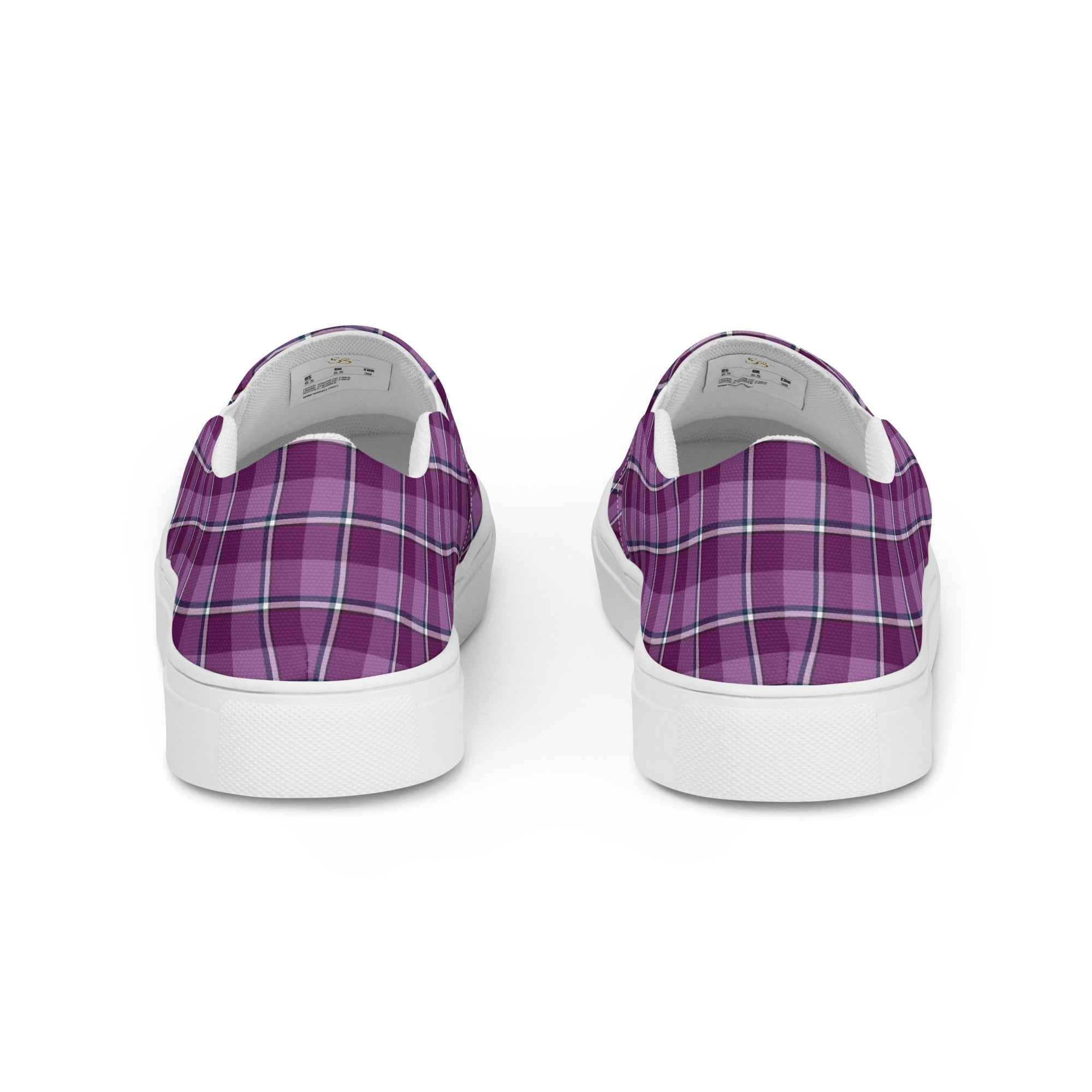 Men’s Slip-On Canvas Shoes Purple and Trendy Pink Plaid - Scottish Squares