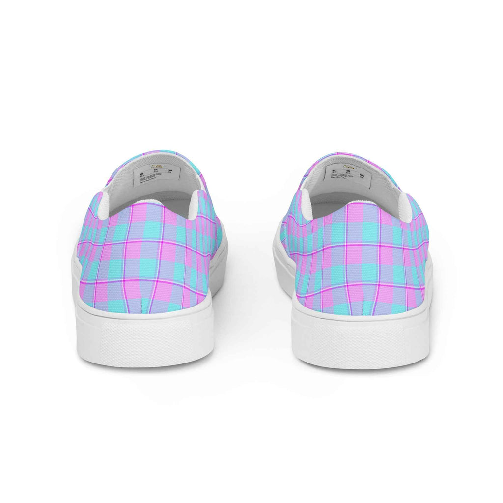 Men’s Slip-On Canvas Shoes Mauve and Coastal Mist Plaid - Scottish Squares