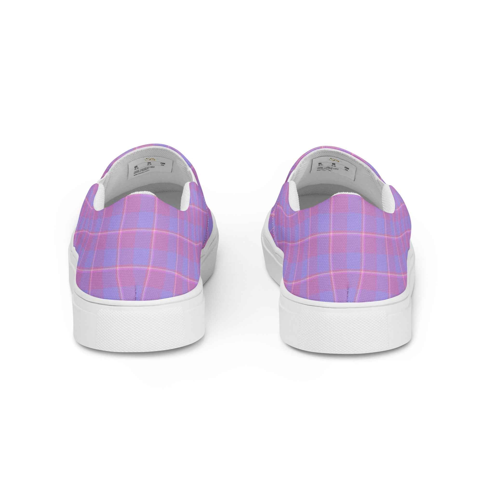 Men’s Slip-On Canvas Shoes Viola and Dull Lavender Plaid - Scottish Squares