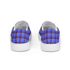 Men’s Slip-On Canvas Shoes Cornflower Blue and Livid Brown Plaid - Scottish Squares