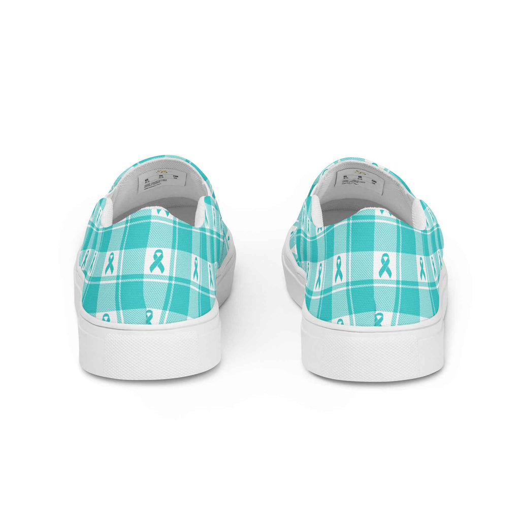 Men’s Slip-On Canvas Shoes Ovarian Cancer Awareness Plaid - Scottish Squares