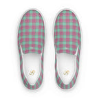Men’s Slip-On Canvas Shoes Vista Blue and Turkish Rose Plaid 13 - Scottish Squares