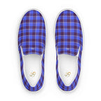 Men’s Slip-On Canvas Shoes Cornflower Blue and Livid Brown Plaid 13 - Scottish Squares