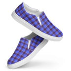 Men’s Slip-On Canvas Shoes Cornflower Blue and Livid Brown Plaid - Scottish Squares