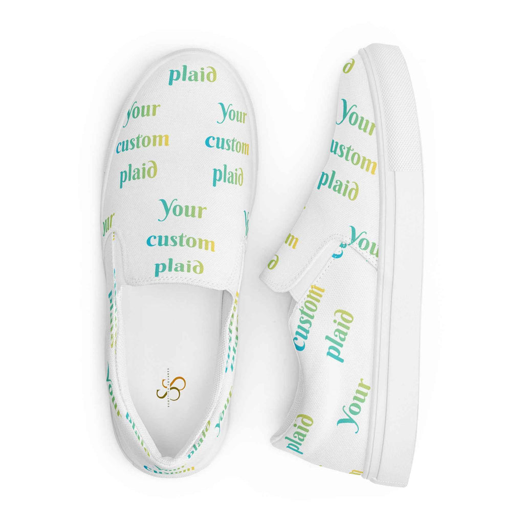 Men’s Slip-On Canvas Shoes Your Own Birthday Plaid - Scottish Squares