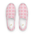Men’s Slip-On Canvas Shoes Breast Cancer Awareness Plaid - Scottish Squares
