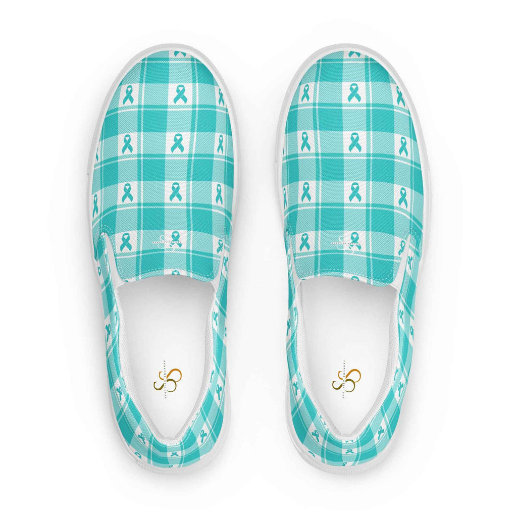 Men’s Slip-On Canvas Shoes Ovarian Cancer Awareness Plaid 13 - Scottish Squares