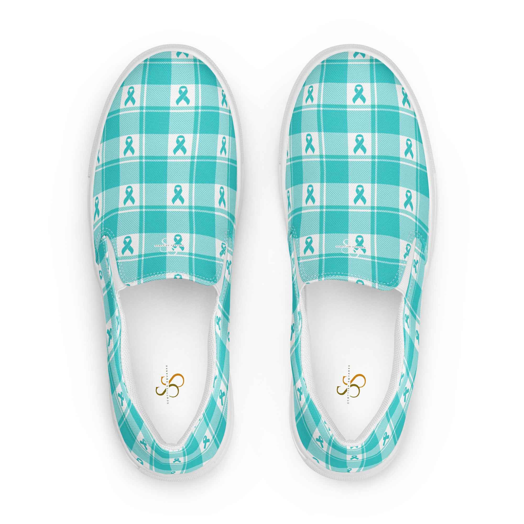 Men’s Slip-On Canvas Shoes Ovarian Cancer Awareness Plaid 13 - Scottish Squares