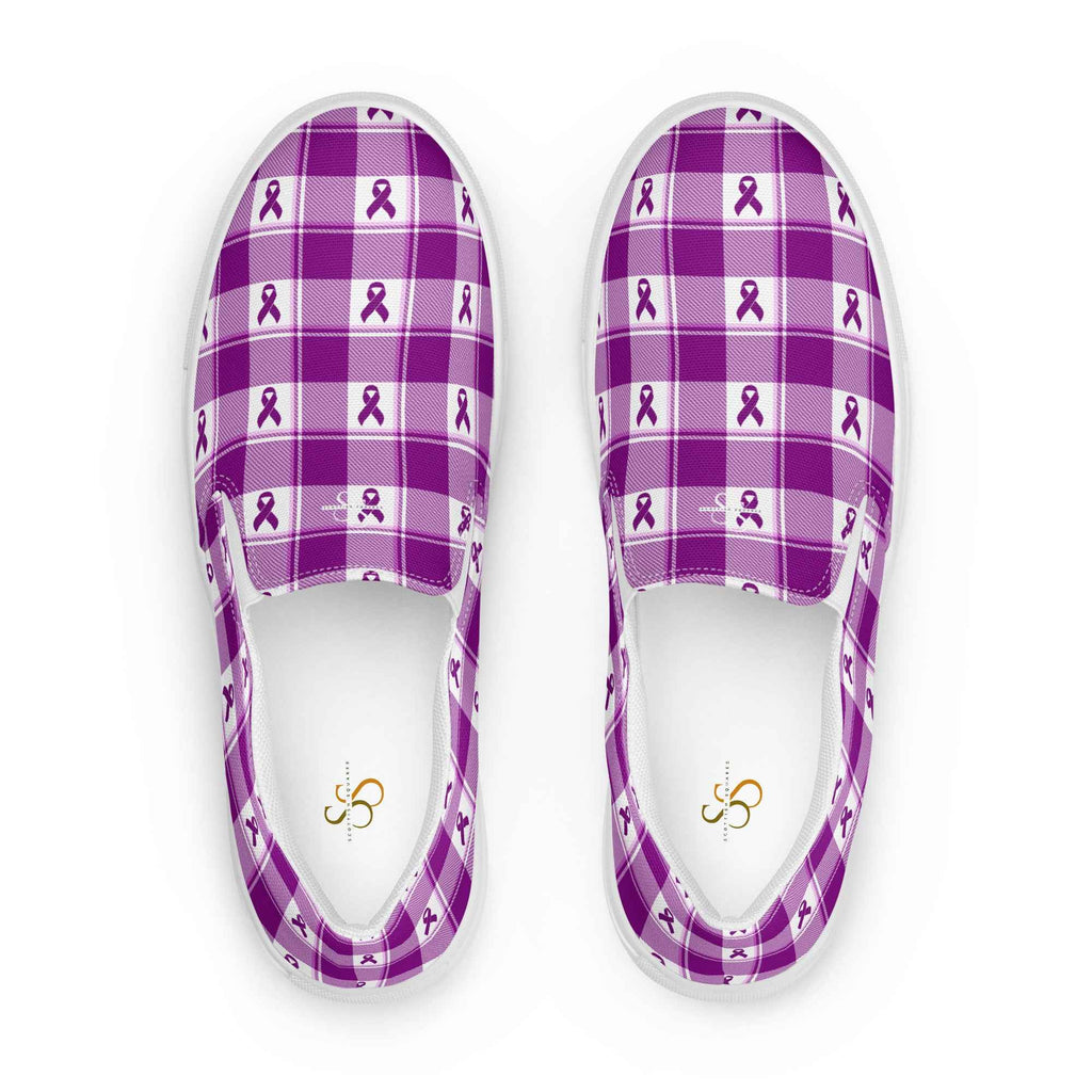 Men’s Slip-On Canvas Shoes Pancreatic Cancer Awareness Plaid 13 - Scottish Squares