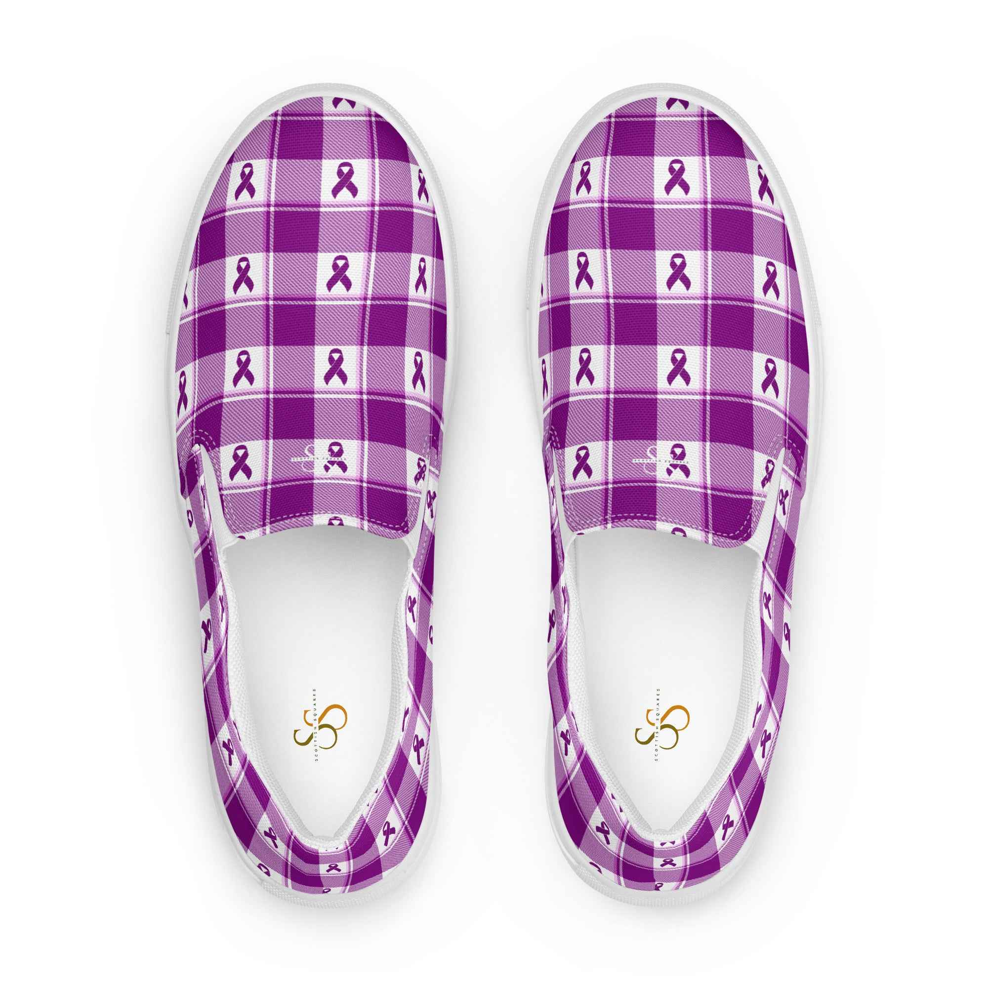 Men’s Slip-On Canvas Shoes Pancreatic Cancer Awareness Plaid 13 - Scottish Squares