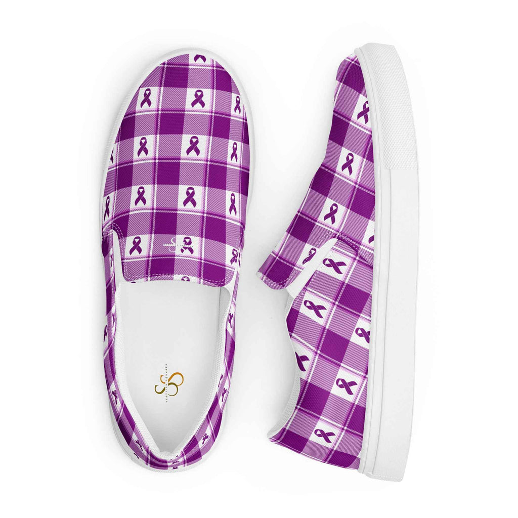 Men’s Slip-On Canvas Shoes Pancreatic Cancer Awareness Plaid - Scottish Squares