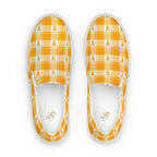 Men’s Slip-On Canvas Shoes Kidney Cancer Awareness Plaid, Orange Ribbon, Supportive Gift 13 - Scottish Squares