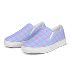 Men’s Slip-On Canvas Shoes Mauve and Coastal Mist Plaid - Scottish Squares