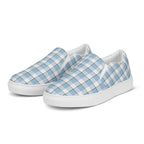 Men’s Slip-On Canvas Shoes Pink Cloud and Blue Lagoon Plaid - Scottish Squares