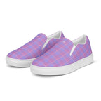 Men’s Slip-On Canvas Shoes Viola and Dull Lavender Plaid - Scottish Squares
