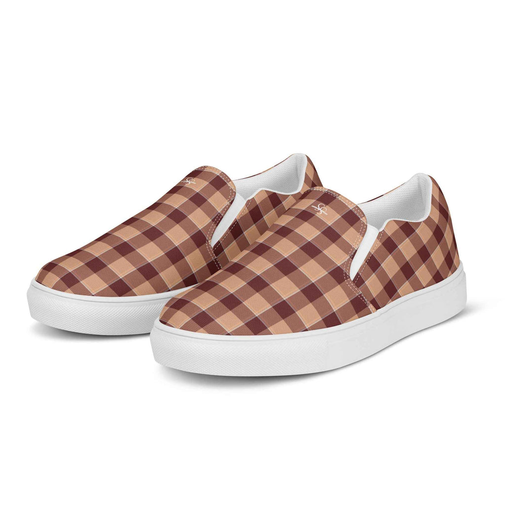 Men’s Slip-On Canvas Shoes Whiskey and Livid Brown Plaid - Scottish Squares
