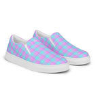 Men’s Slip-On Canvas Shoes Mauve and Coastal Mist Plaid - Scottish Squares