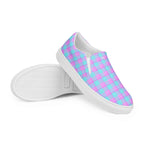 Men’s Slip-On Canvas Shoes Mauve and Coastal Mist Plaid - Scottish Squares