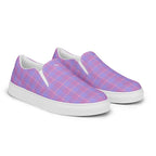 Men’s Slip-On Canvas Shoes Viola and Dull Lavender Plaid - Scottish Squares