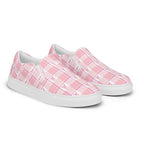 Men’s Slip-On Canvas Shoes Breast Cancer Awareness Plaid - Scottish Squares