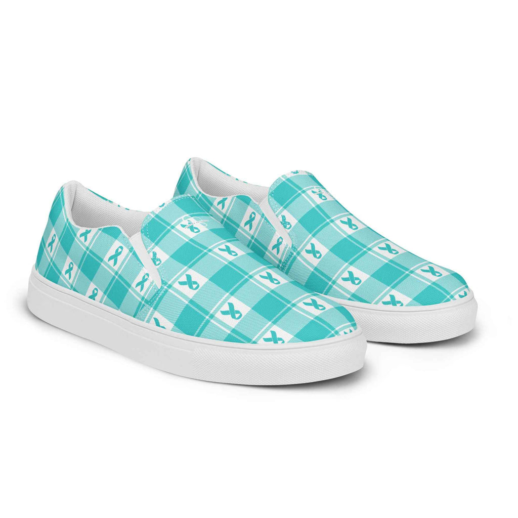 Men’s Slip-On Canvas Shoes Ovarian Cancer Awareness Plaid - Scottish Squares