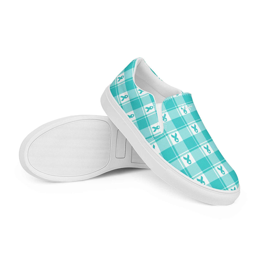Men’s Slip-On Canvas Shoes Ovarian Cancer Awareness Plaid - Scottish Squares