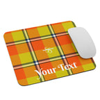 Personalized Blaze Orange and Bird Flower Plaid Mouse Pad - Scottish Squares