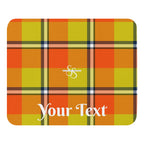 Personalized Blaze Orange and Bird Flower Plaid Mouse Pad - Scottish Squares