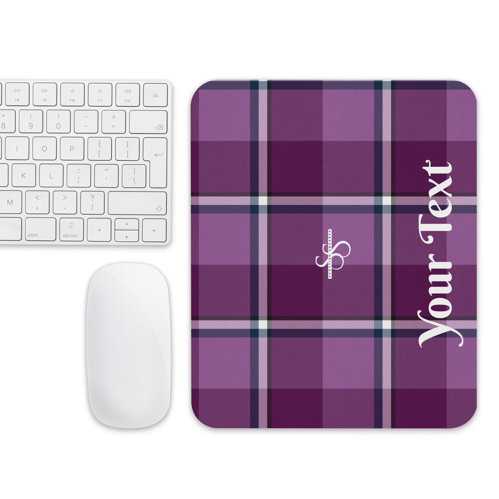 Personalized Purple and Trendy Pink Plaid Mouse Pad - Scottish Squares