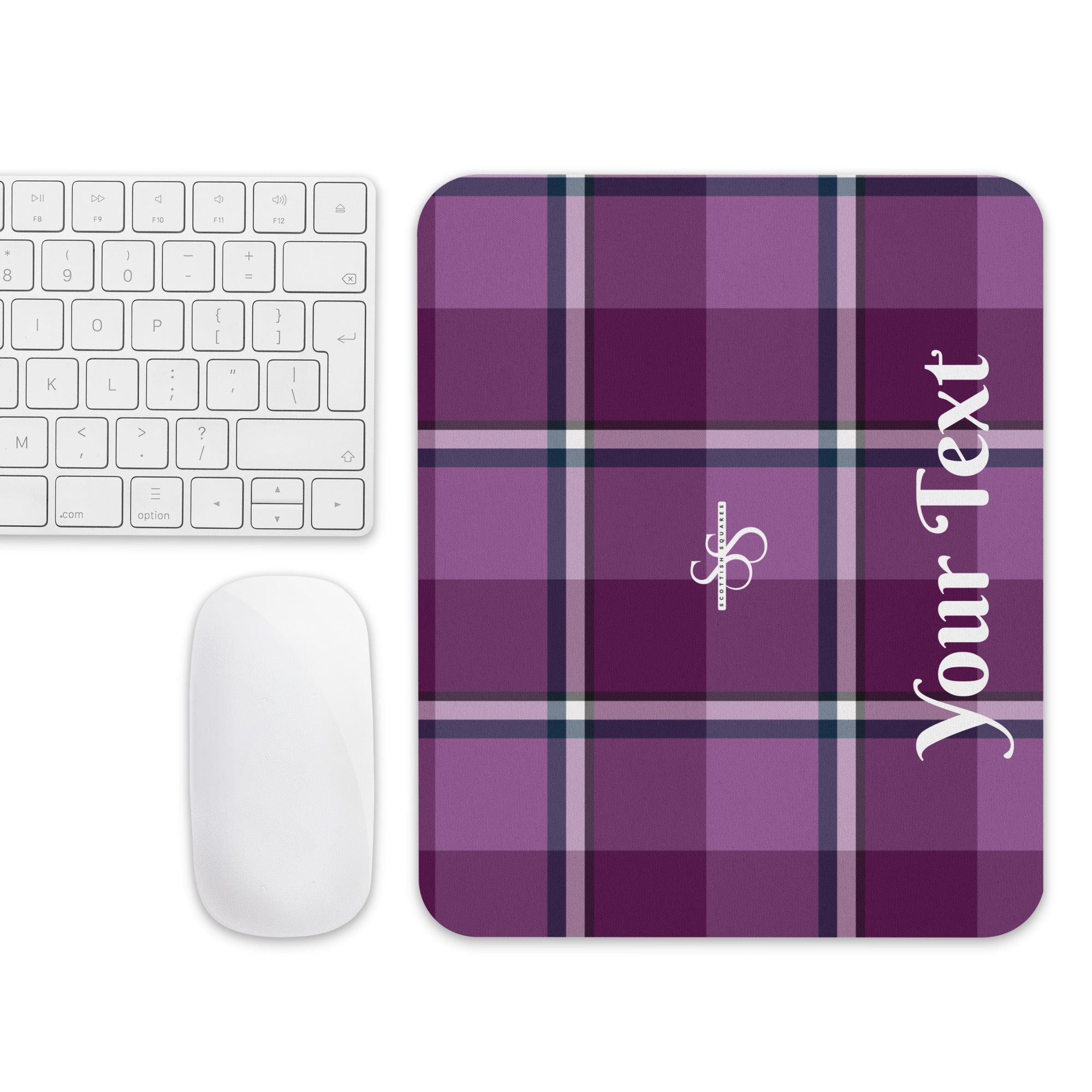 Personalized Purple and Trendy Pink Plaid Mouse Pad - Scottish Squares