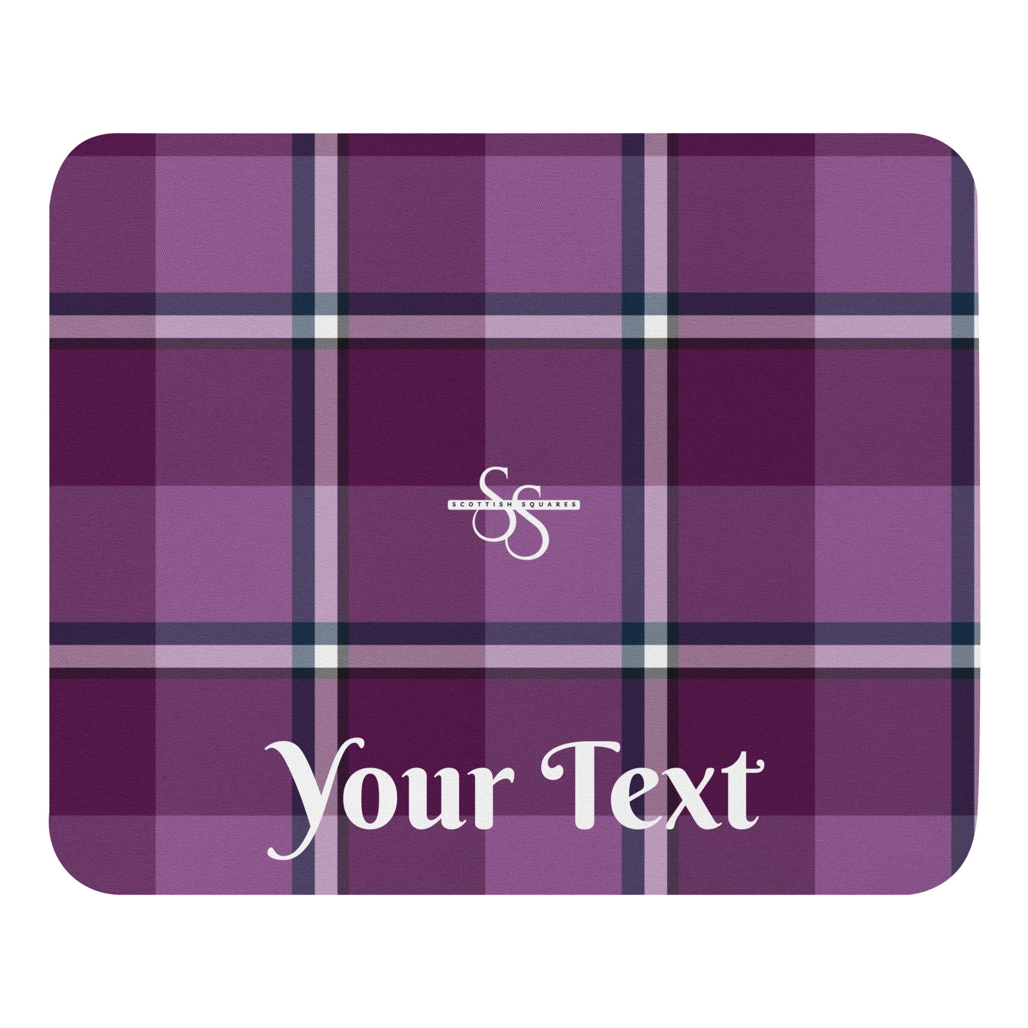 Personalized Purple and Trendy Pink Plaid Mouse Pad - Scottish Squares
