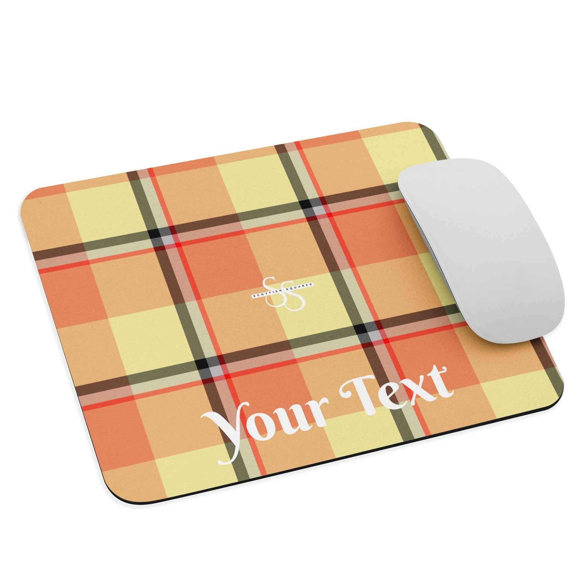 Personalized Claystone and Morning Mist Plaid Mouse Pad - Scottish Squares