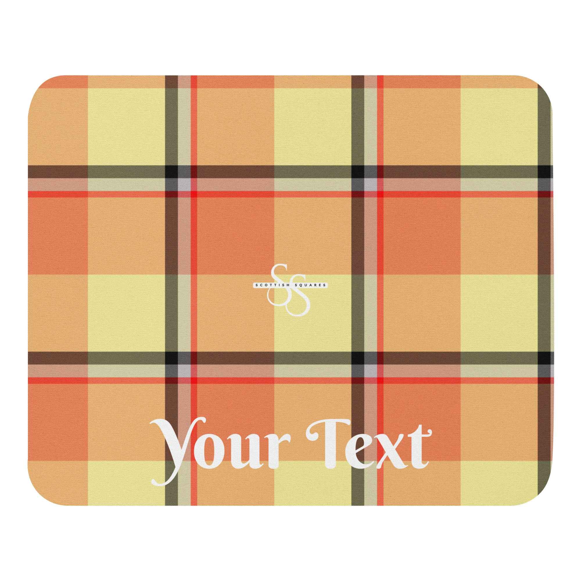 Personalized Claystone and Morning Mist Plaid Mouse Pad - Scottish Squares