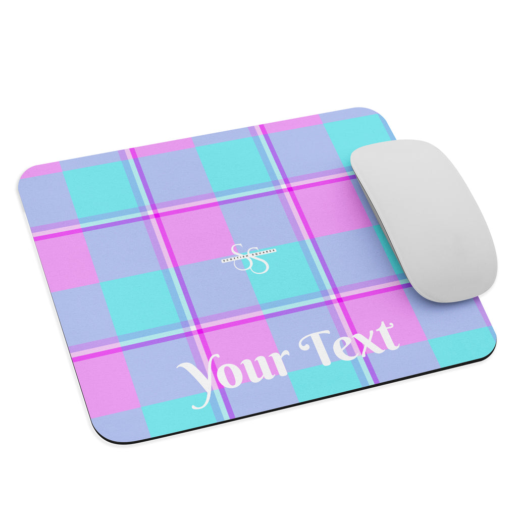 Personalized Mauve and Coastal Mist Plaid Mouse pad - Scottish Squares