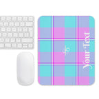 Personalized Mauve and Coastal Mist Plaid Mouse pad - Scottish Squares