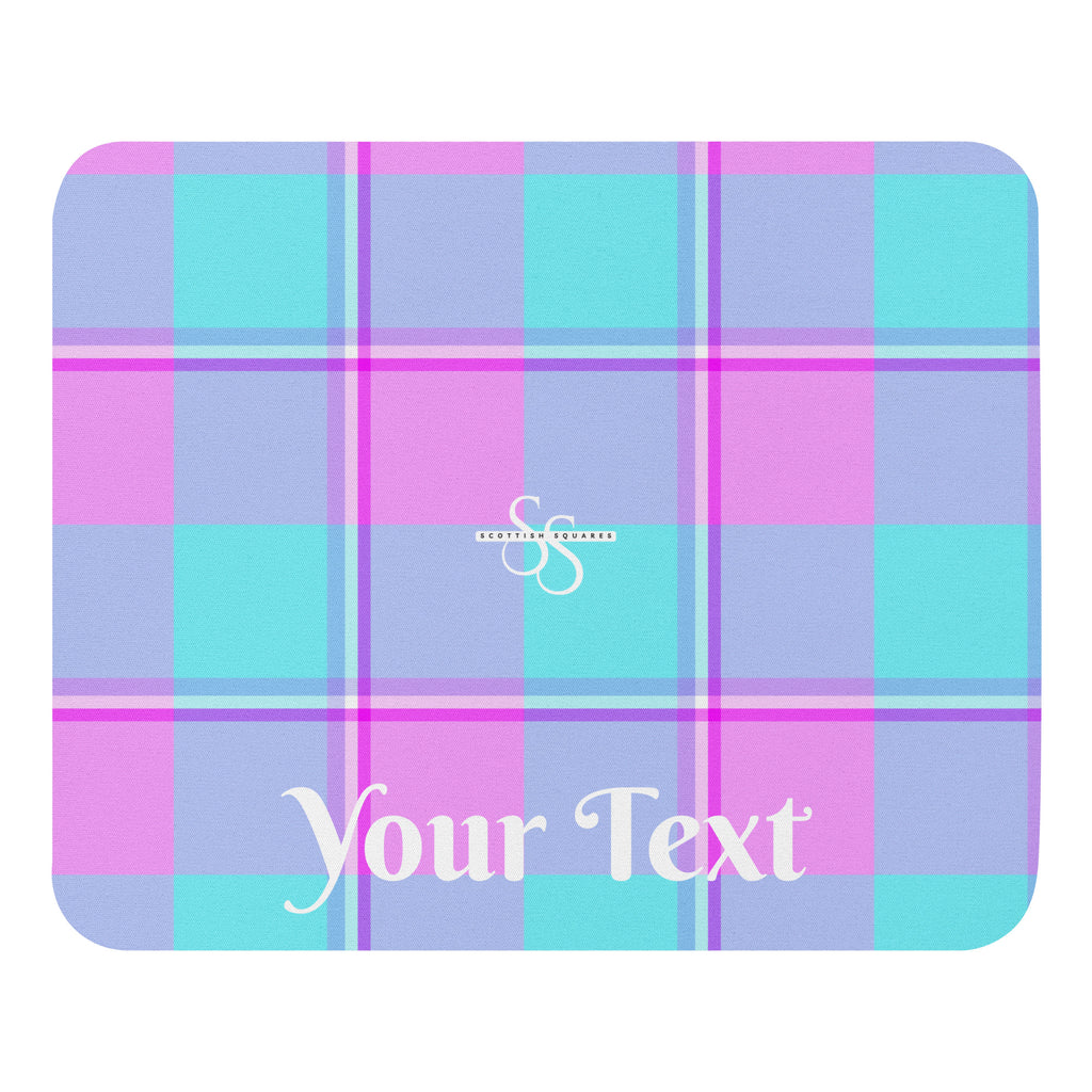 Personalized Mauve and Coastal Mist Plaid Mouse pad - Scottish Squares