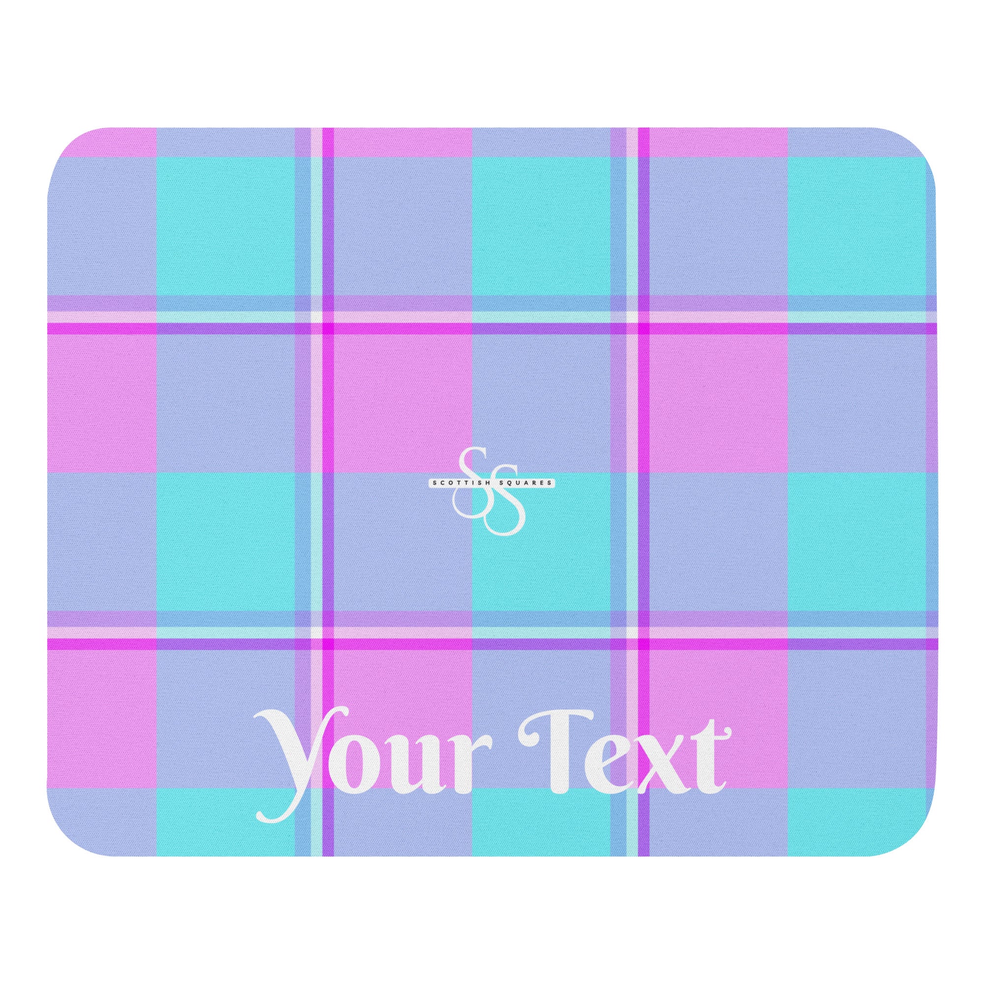 Personalized Mauve and Coastal Mist Plaid Mouse pad - Scottish Squares